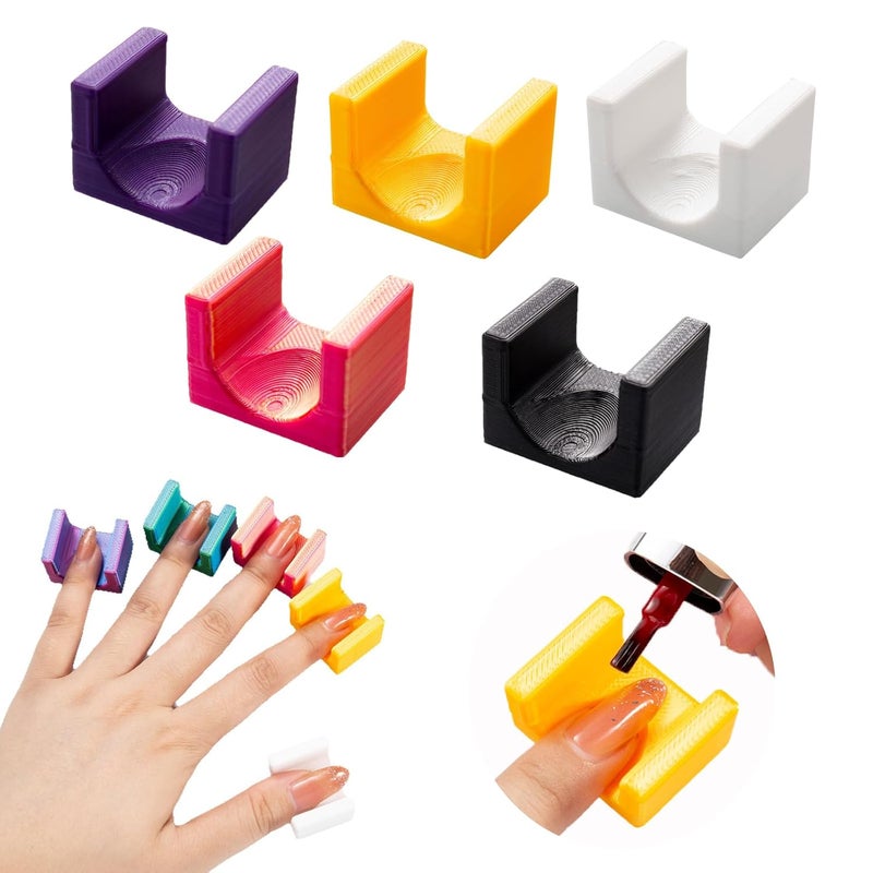 WEILUSI 5PCS Nail Art Finger Rest Stand, 5D Colorful Fixed Finger Bracket Professional Anti-slip Finger Nail Art Painting Tools for Women DIY Nail Polish Nail Art Salon - Image 1
